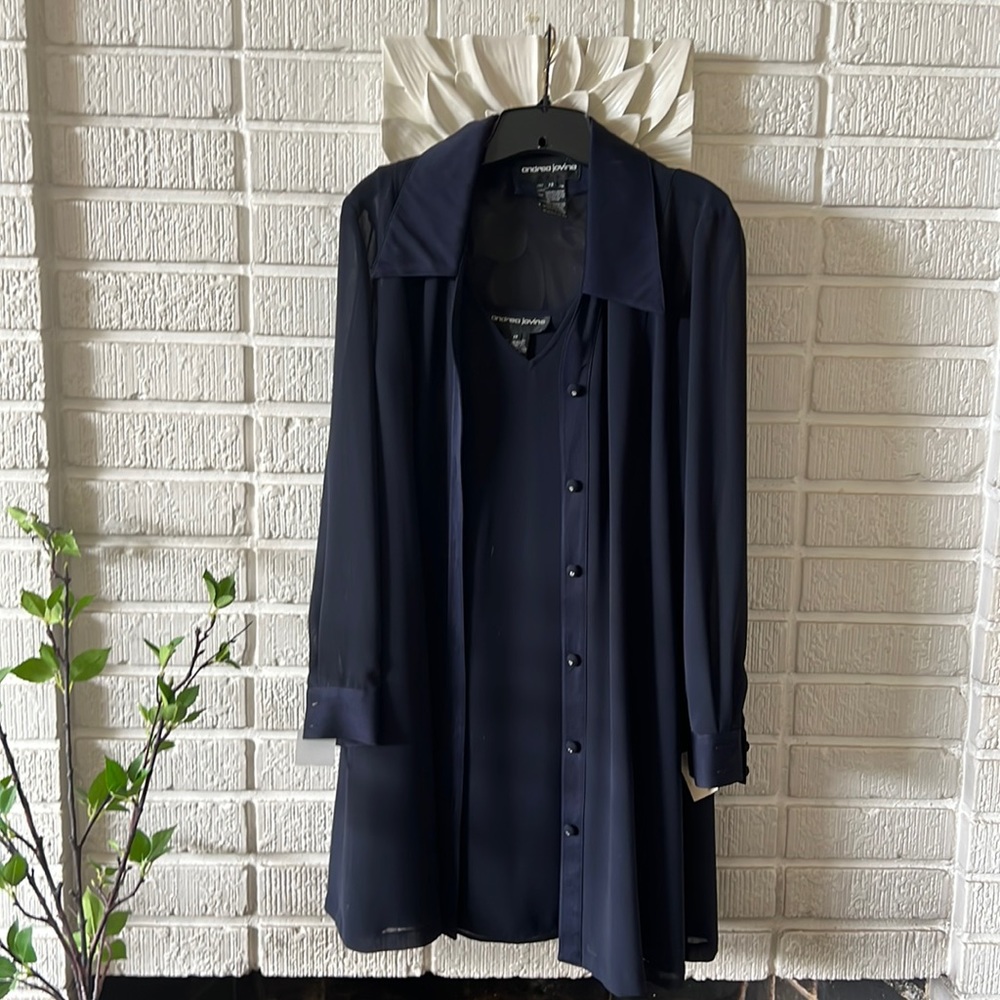 2 piece Andrea Jovine ensemble in midnight blue